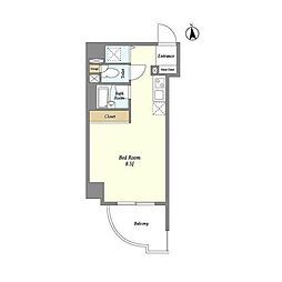 プレミアステージ芝公園2 6階ワンルームの間取り