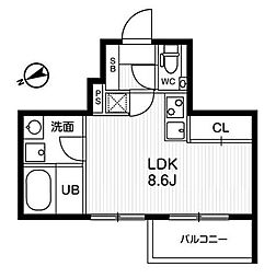 モアリッシェル代官山青葉台 2階ワンルームの間取り
