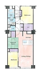 グリーンヒル新宿 4階2LDKの間取り