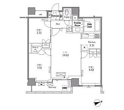 レジディアタワー目黒不動前 2305 23階3LDKの間取り