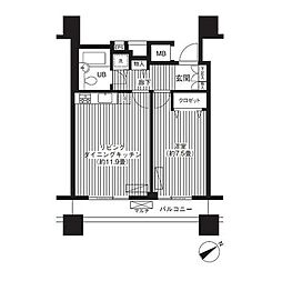 ループ-エム 1LDKの間取図画像
