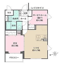 ラペルラ桜新町 1SLDKの間取図画像