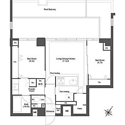 ディームス目黒行人坂 2LDKの間取図画像