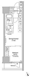 ザ・パークハビオ日本橋茅場町 1DKの間取図画像