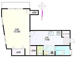 コーポ松原 1DKの間取図画像