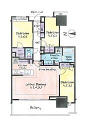 幕張ベイパークライズゲートタワー 3LDKの間取図画像