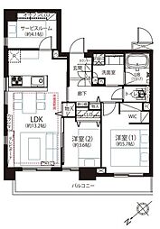 クリオ三ノ輪壱番館 2SLDKの間取図画像