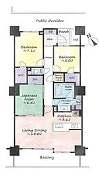 コットンハーバータワーズシーウエスト 3LDKの間取図画像