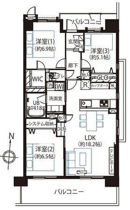 3LDK 間取り
