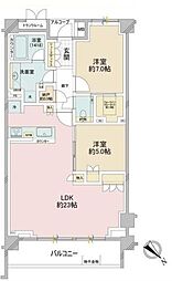 ザ・パークハウス目黒三丁目 2LDKの間取図画像