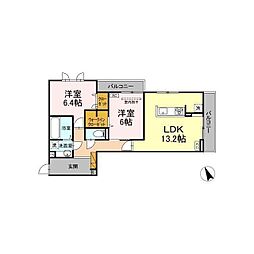 D’s LIEN　B 301 3階2LDKの間取り