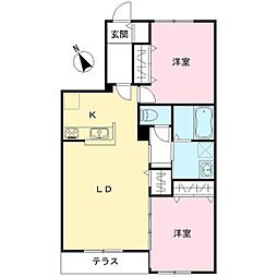 仮称）Novガーデンハウス谷田部　Ｆ棟 1階2LDKの間取り