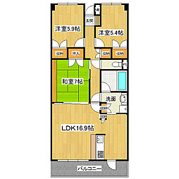 ルミナス観音台壱番館 5階3LDKの間取り