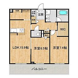 ジュエルコート（シャーメゾン） 2階2LDKの間取り