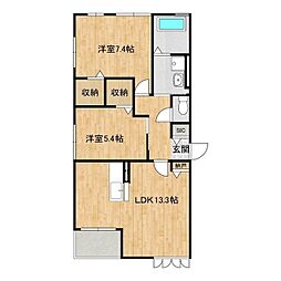ブリージア高山A 2LDKの間取図画像