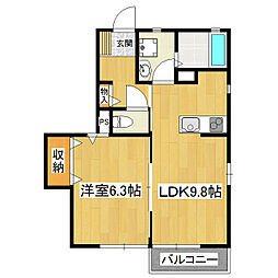 ブバルディアAガーネット 1LDKの間取図画像