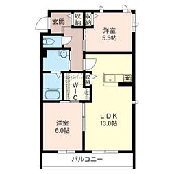 カトレアコートA 2LDKの間取図画像
