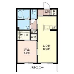 カトレアコートA 1LDKの間取図画像