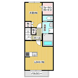 ヴァンベールみどりの 1LDKの間取図画像