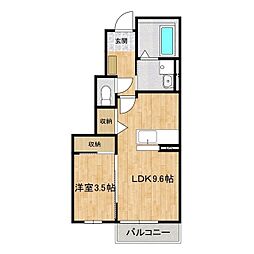 ブリージア高山C 1LDKの間取図画像