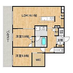 ジュエルコート（シャーメゾン） 1階2LDKの間取り