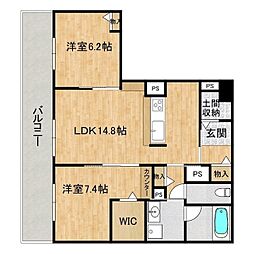 ジュエルコート（シャーメゾン） 1階2LDKの間取り