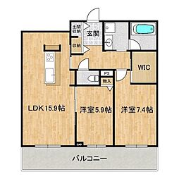 ジュエルコート（シャーメゾン） 2階2LDKの間取り