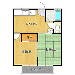 第1グリーンハイツ 1階2DKの間取り