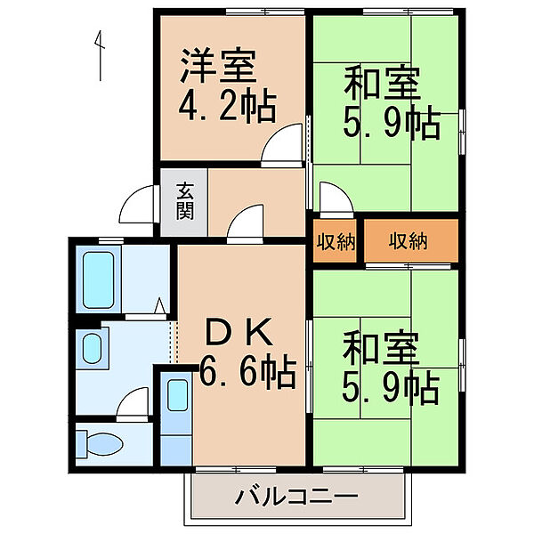 フレグランスロゼ ｜和歌山県和歌山市西庄(賃貸アパート3DK・2階・50.78㎡)の写真 その2