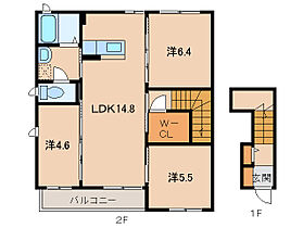 メゾンクレール  ｜ 和歌山県岩出市溝川（賃貸アパート3LDK・2階・74.19㎡） その2