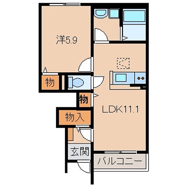 和歌山県和歌山市毛見(賃貸アパート1LDK・1階・41.60㎡)の写真 その2