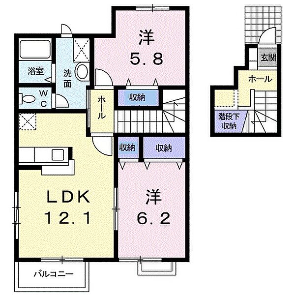 和歌山県橋本市野(賃貸アパート2LDK・2階・65.64㎡)の写真 その2