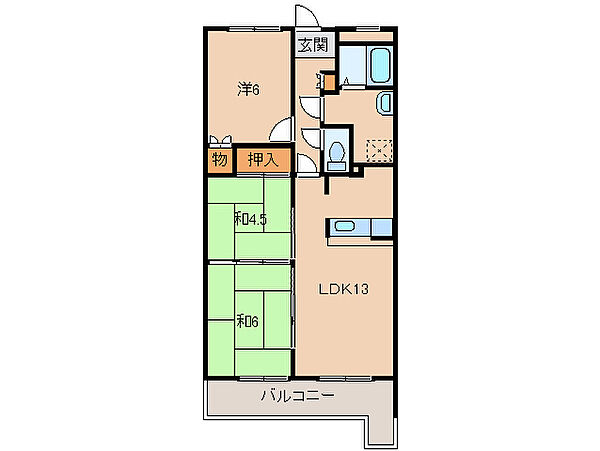 ドミール堀止2番館 ｜和歌山県和歌山市堀止西1丁目(賃貸マンション3LDK・2階・67.10㎡)の写真 その2