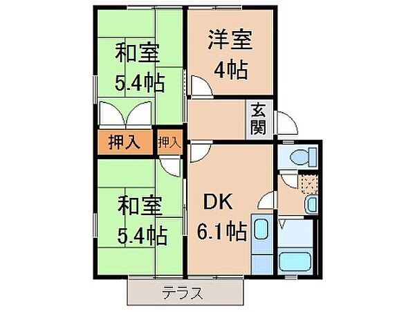 フレグランスＩ ｜和歌山県海南市井田(賃貸アパート3DK・1階・46.80㎡)の写真 その2