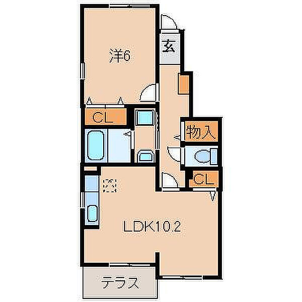 シャン・ノールXII ｜和歌山県和歌山市木ノ本(賃貸アパート1LDK・1階・43.10㎡)の写真 その2