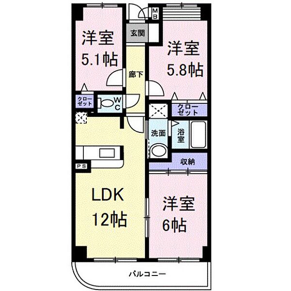 ピーノ・モルティ ｜和歌山県和歌山市有家(賃貸マンション3LDK・1階・62.56㎡)の写真 その2