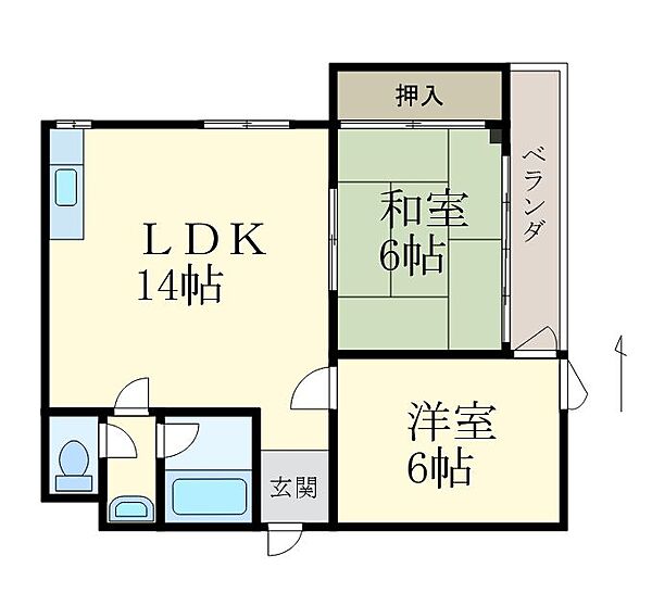 サンハイツ ｜和歌山県紀の川市粉河(賃貸マンション2LDK・4階・59.04㎡)の写真 その2