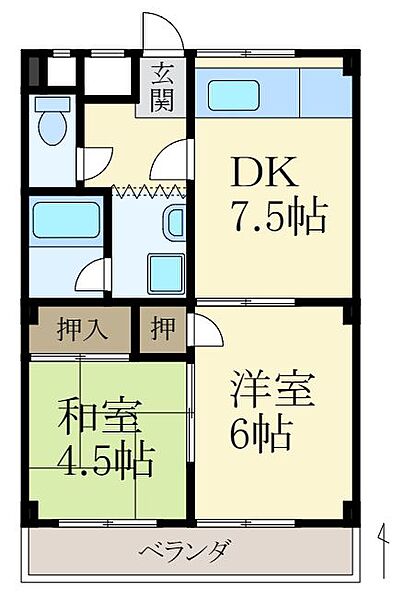 コーポいろは ｜和歌山県紀の川市粉河(賃貸マンション2DK・3階・46.28㎡)の写真 その2