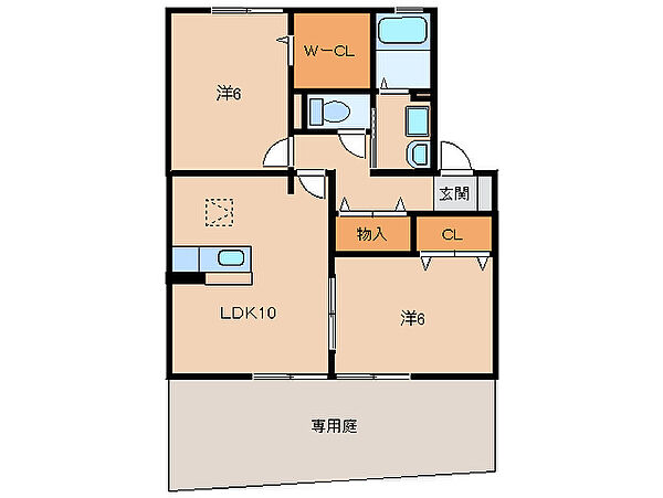 マグノリアコートＣ棟 ｜和歌山県和歌山市栄谷(賃貸アパート2LDK・1階・55.20㎡)の写真 その2