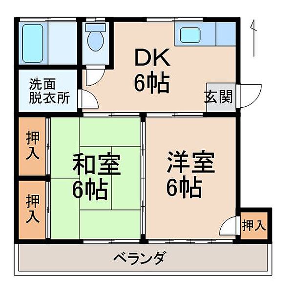 パークハウス ｜和歌山県橋本市神野々(賃貸マンション2DK・2階・41.38㎡)の写真 その2