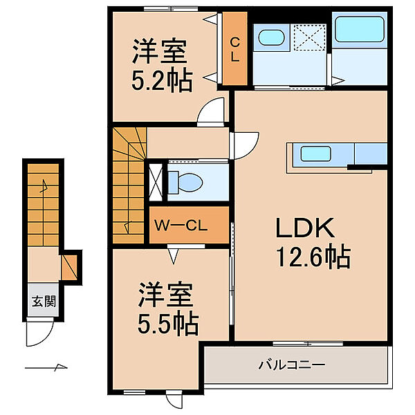 ピア・シティー東家 ｜和歌山県橋本市東家1丁目(賃貸アパート2LDK・2階・57.59㎡)の写真 その2