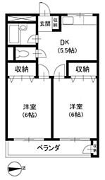 ＴＣハイツ田無 3階2DKの間取り