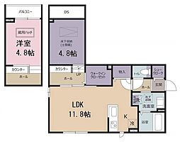 メゾンドリーヴ 1LDKの間取図画像