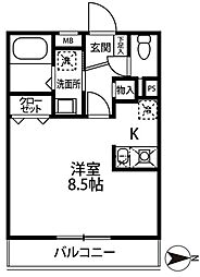 ミリアビタNo.10 ワンルームの間取図画像