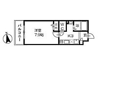 Kハイム 1Kの間取図画像