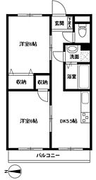 サンヒルズ東戸塚C棟 2DKの間取図画像