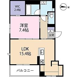 ソアーヴェ 1階1LDKの間取り