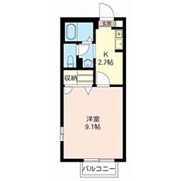 ディアス 2階1Kの間取り