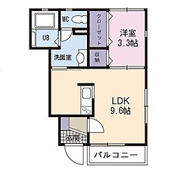 グリーンシティＢ 1階1LDKの間取り
