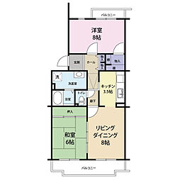 UR都市機構コーポレート南与野 2LDKの間取図画像